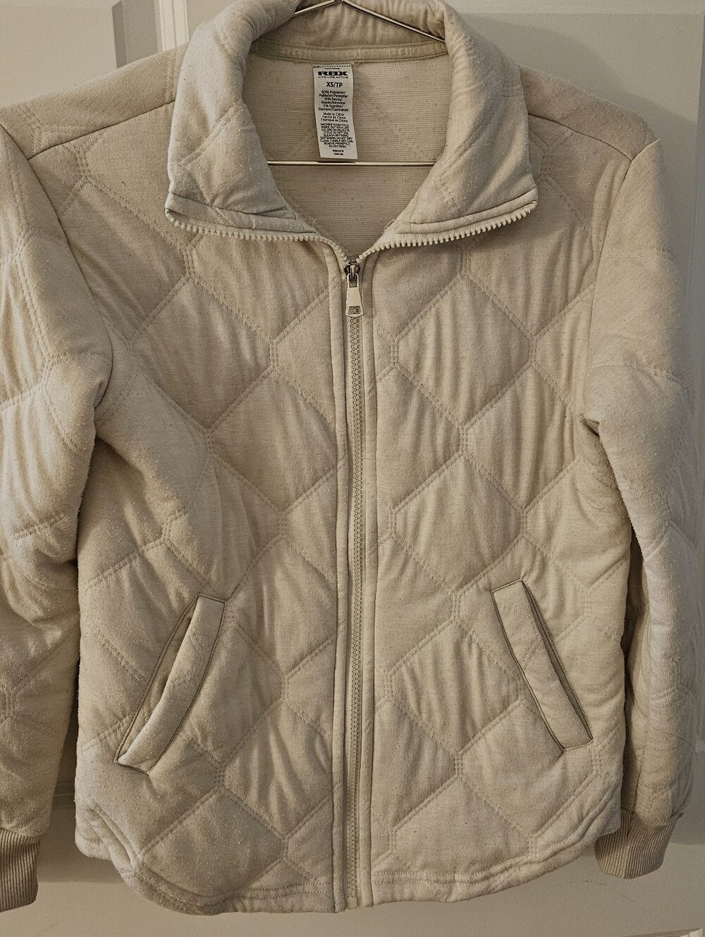 RBX Women’s Quilted Cream Zip-Front Jacket